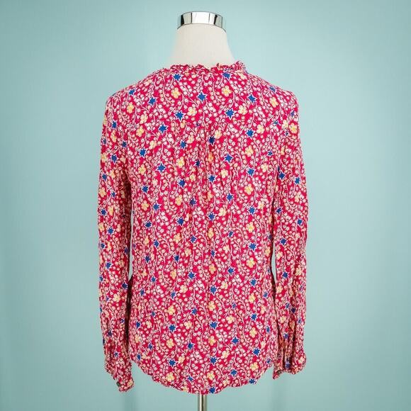 Maeve Anthropologie Size 6 Marisol Pink Floral Star Print V Neck Button Down Top - Picture 3 of 7